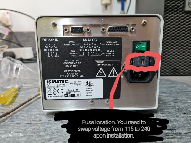 FS3700 pump voltage selector switch
